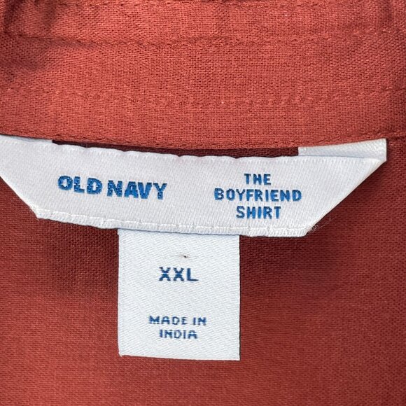 NEW Old Navy Womens Plus XXL Boyfriend Shirt Button Up Rust Brown Top Blouse - Picture 4 of 9